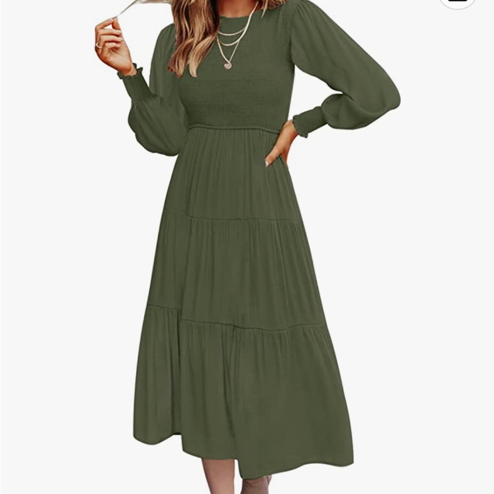 Smocked Green Dress